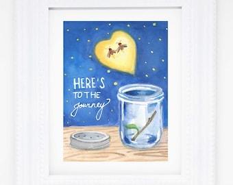 Here's to the Journey firefly art print -- 8x10