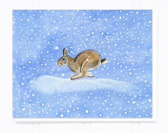 Dashing Through the Snow:  Bunny Notecard