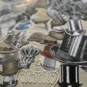 Laser Printed Collage Papers – Die Cuts of Hats & Crowns for Crafting and Embellishments