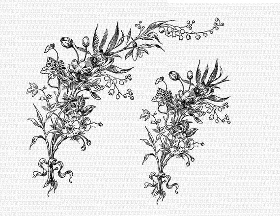2 Digitale Blumen Ecke Grenzen Antik Vintage Clip Art Hohe Etsy