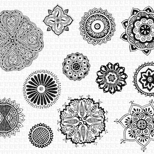 Druckbare Henna-Tattoo florale Motive Mandalas 300dpi hochauflösende digitale Grafiken sofortiger Download 1575