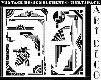 Art Deco Borders. Art Deco Design Elements. Art Deco Clip Art 300dpi Instant Download 4005