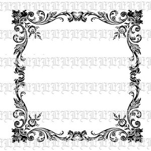 Victorian Floral Border Clip Art: Square Frame (Digital Image)