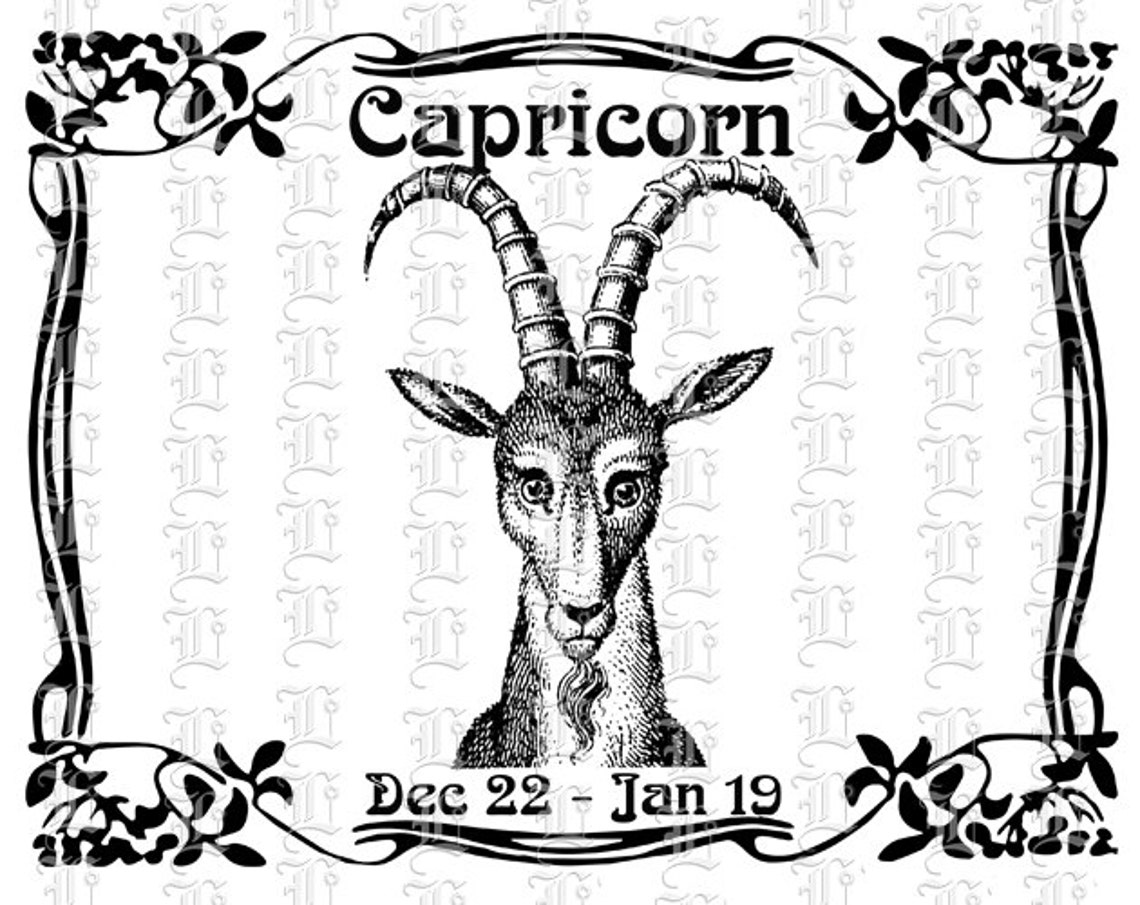 Capricorn the Goat Zodiac Sign Graphic Art Nouveau Digital - Etsy