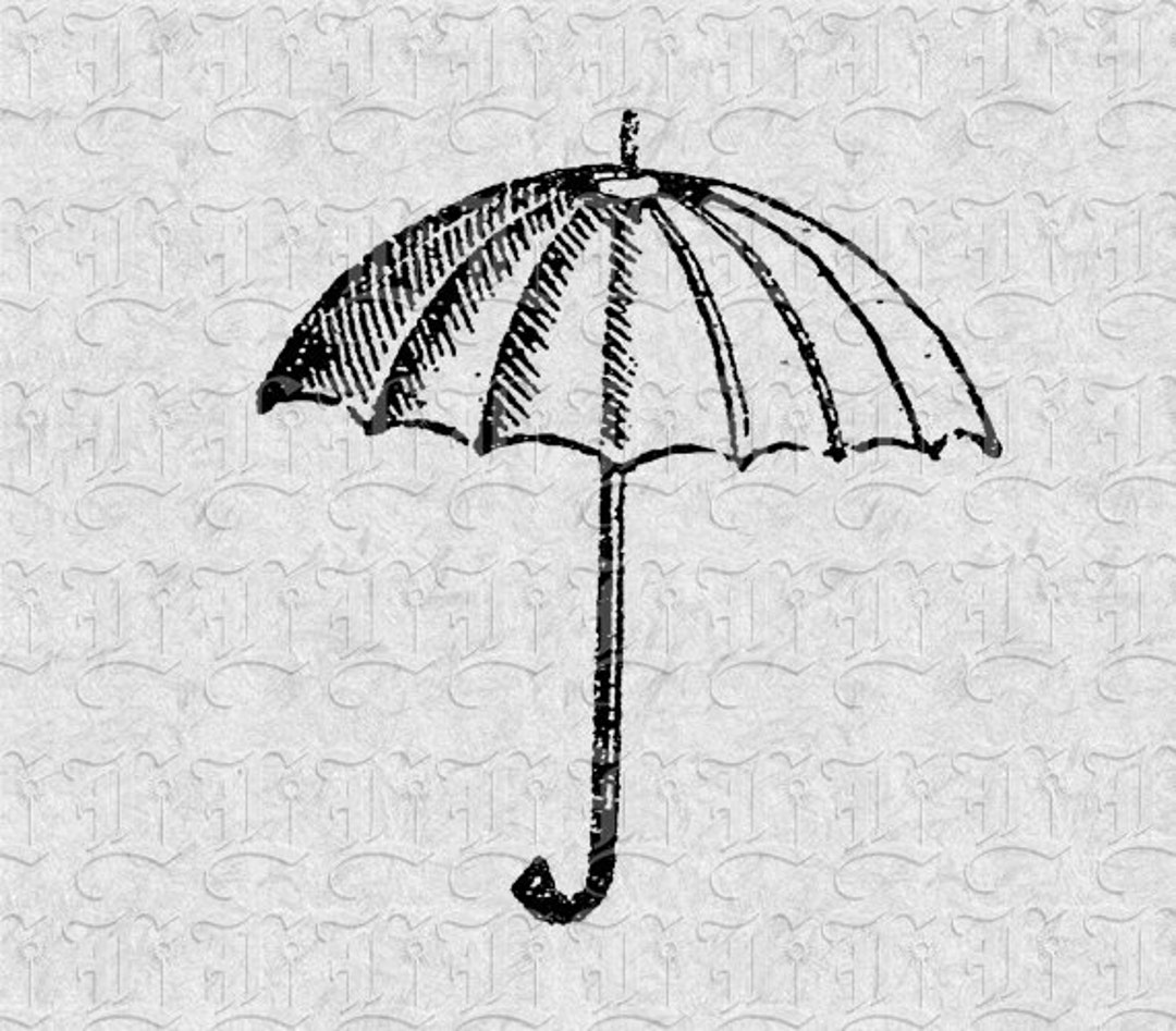 Open Umbrella Vintage Clip Art Illustrations High Quality Printable