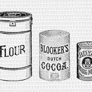Baking Ingredients Flour Cocoa Baking Powder Victorian Clipart Vintage Clip Art High Quality ClipArt Img1922