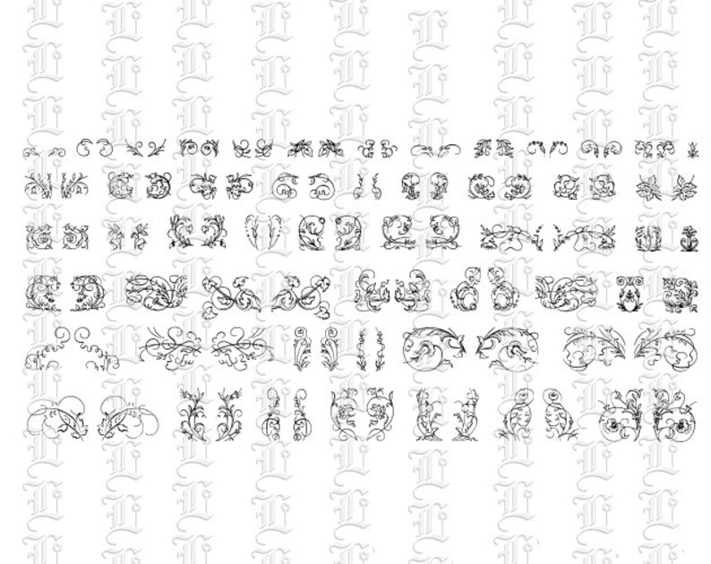 A Dingbat Font Set Vintage Vector Design Elements Antique Etsy Canada