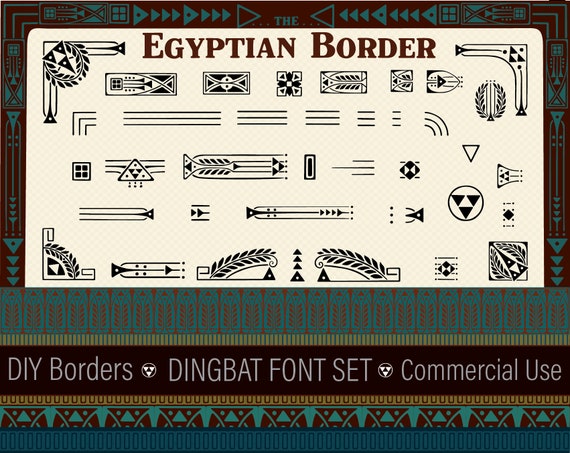 Diy Egyptian Borders Dingbat Font Icons Print Or Web Design Etsy
