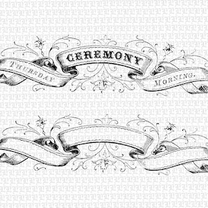 Digital Ribbon Heading Zeremonie Vintage Hochwertige Viktorianische Clip Art Blank Banner 1461