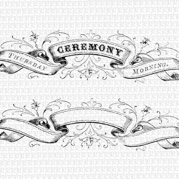 Digital Ribbon Heading Ceremony Vintage High Quality Victorian Clip Art Blank Banners 1461