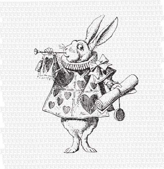 White Rabbit Alice In Wonderland Illustration Vintage Graphic Etsy