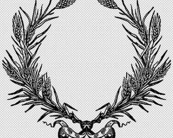 Wheat Wreath Border Frame Antique Vintage Clip Art Illustrations High Resolution 300 dpi Digital Printable graphics Img1969