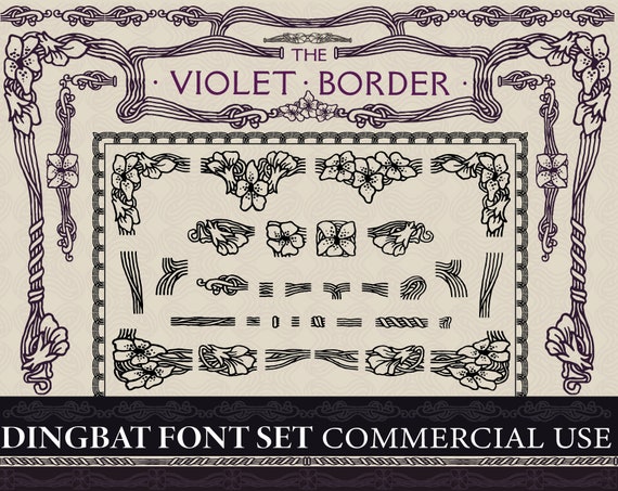 Vintage Diy Floral Border Ornaments Art Nouveau Dingbat Font Etsy