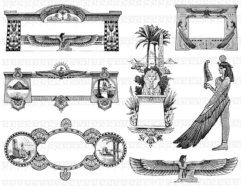 Art Deco Egyptian Frames Borders Decorative Illustrations Printable