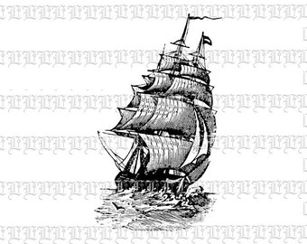 Vessel Boat Ship Decorative Vintage Clip Art Illustrations High Resolution 300 dpi. Digital Instant Download. Img0822