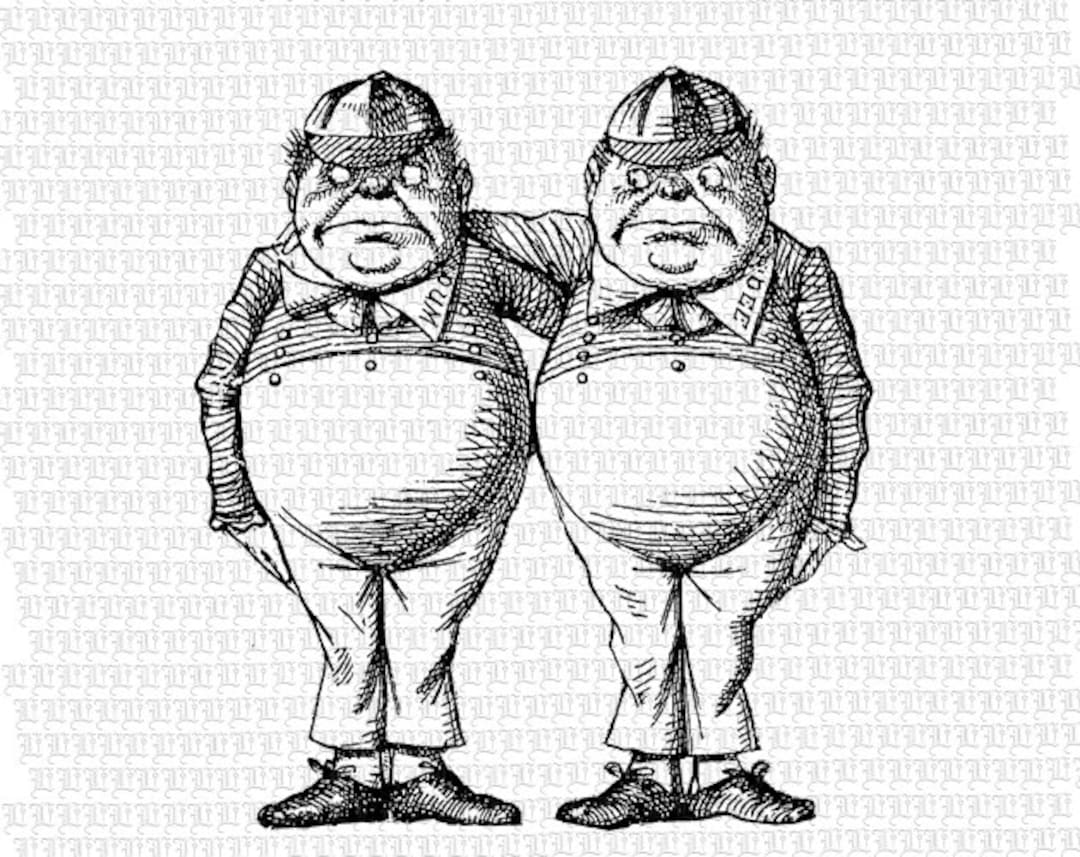 Tweedledum Tweedledee Alice in Wonderland Digital Illustration 300dpi