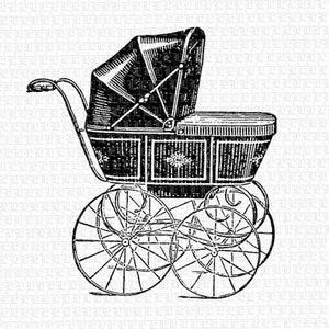 Victorian Baby Carriage Clip Art: Antique Black Illustrations (Digital Collage Sheet)