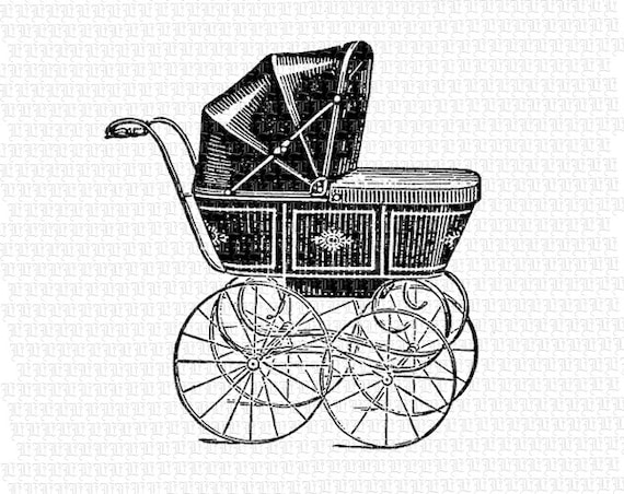 baby carriage clipart black and white