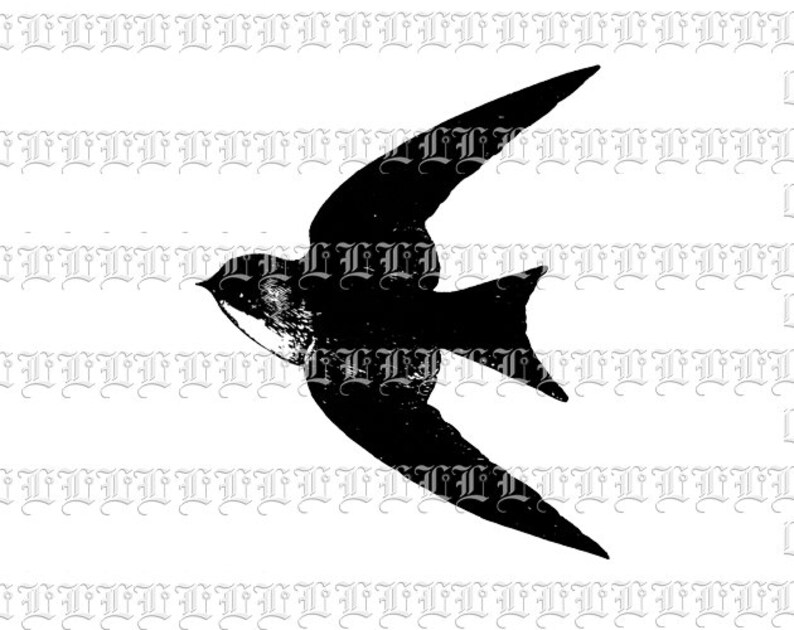 Vliegende vogel Image digitale Vintage vogel illustratie Etsy