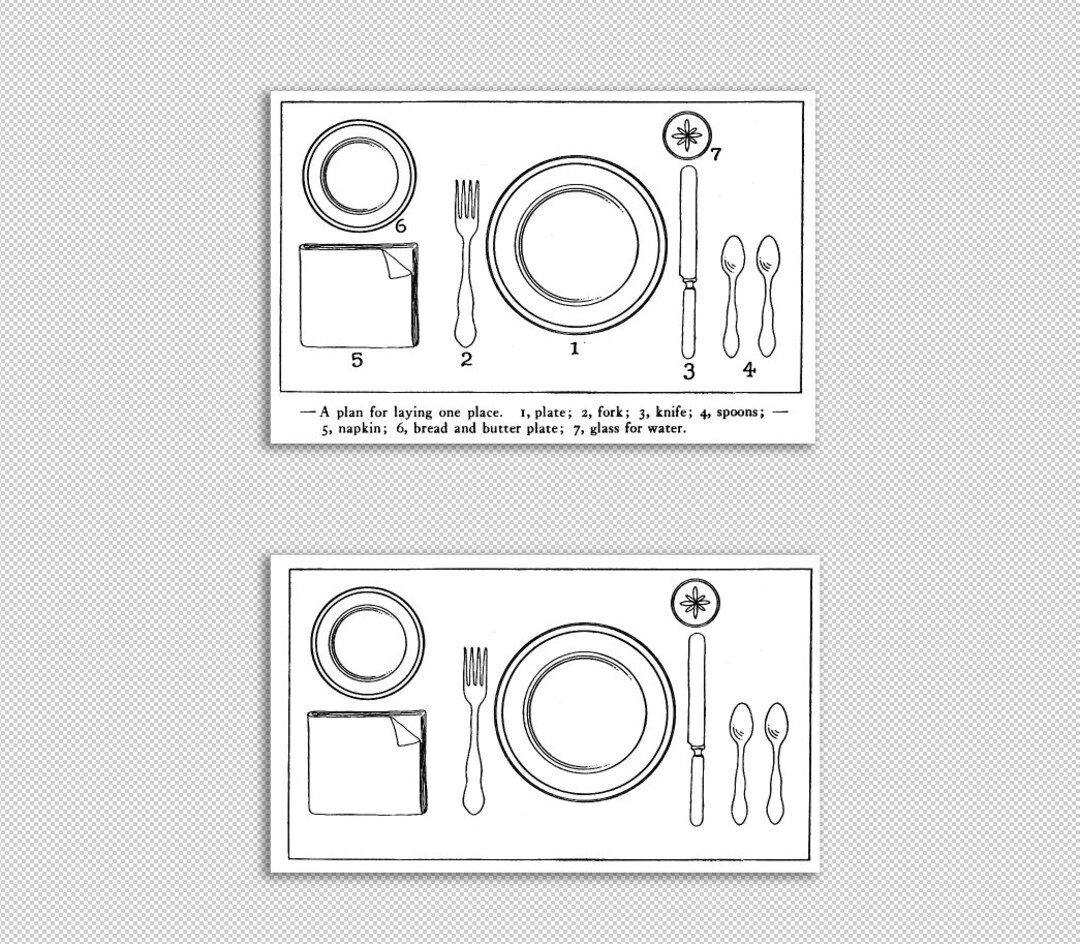 Dinner Table Setting Graphic Table Plate Setting Chart Printable Image High Quality 300dpi Clip