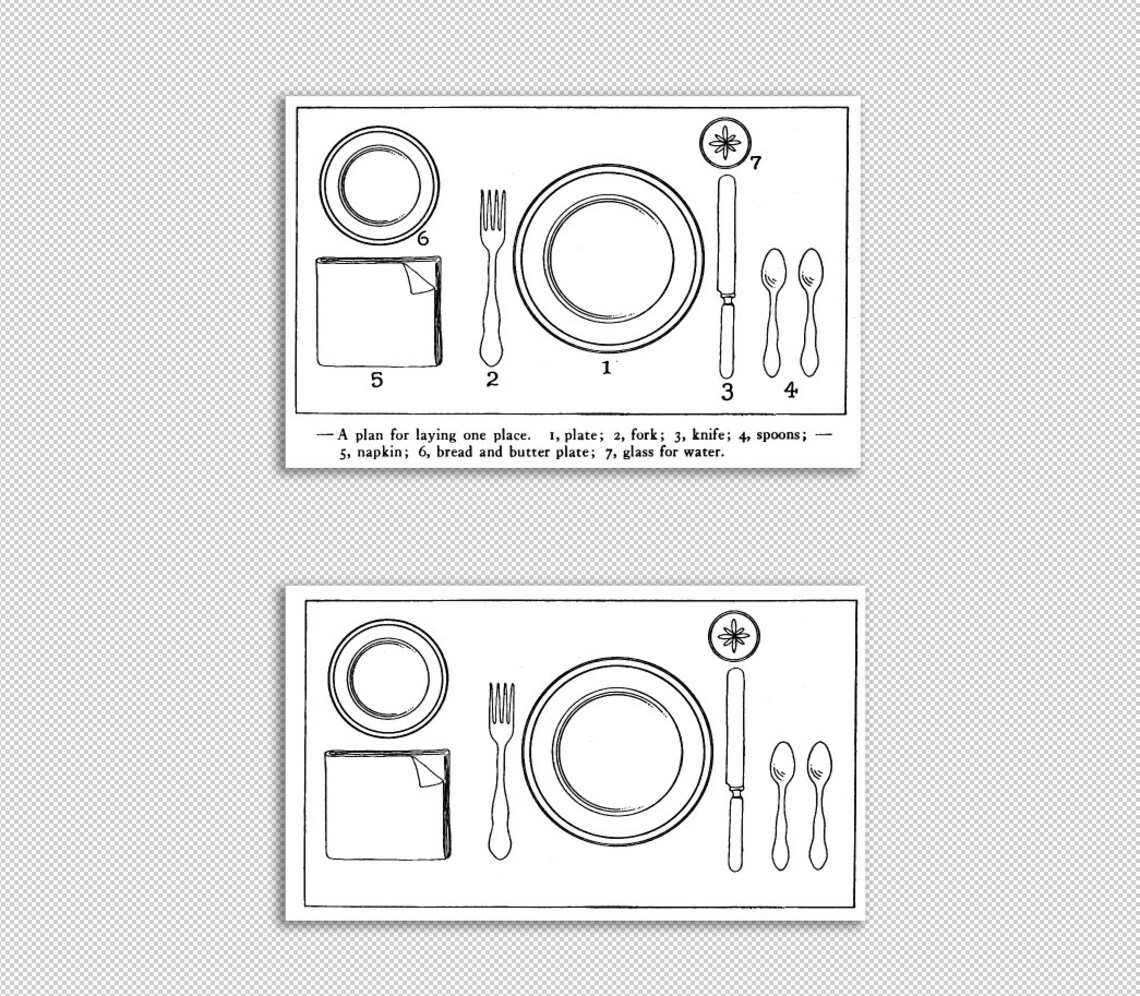 Dinner Table Setting Graphic Table Plate Setting Chart Printable Image High Quality 300dpi Clip