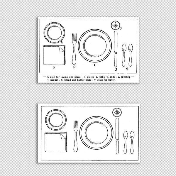 Dinner Table Setting Graphic Table Plate Setting Chart Printable Image High Quality 300dpi Clip Art 4530