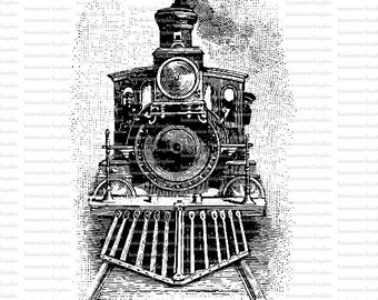 Old Train Clip Art Train Image Steam Engine Locomotive Graphic Train Illustration High Resolution 300 dpi Digital Instant Download. T1-41