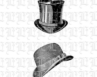 Gentlemen Hats Retro Victorian Clipart Digital Collage Sheet Vintage Clip Art Illustrations Printable High Quality ClipArt 0285