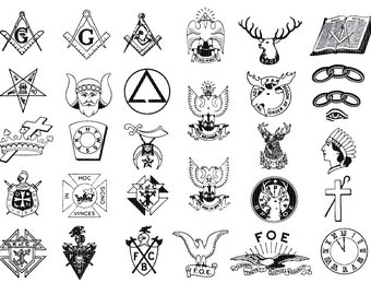 Masonic Emblems Clip Art Masonry Illustration Fraternal Emblems ClipArt 300dpi Printable Graphic Antique Digital Instant Download 0828
