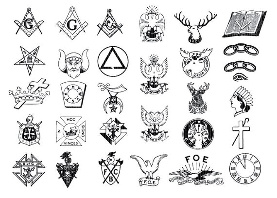 Masonic Emblems Clip Art Masonry Illustration Fraternal Etsy