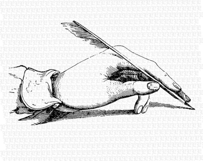 Writing With Quill Pen in Hand Illustrations Vintage Printable - Etsy
