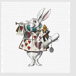 Weißes Kaninchen Alice im Wunderland farbige Illustration Vintage Grafik hochwertige freie kommerzielle Nutzung 2558