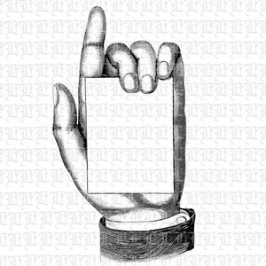 空白のカードを持つ手 ビクトリア朝の空白のバナー ラベル サイン ビンテージイラスト 高品質の印刷可能なデジタルコラージュシート 0881