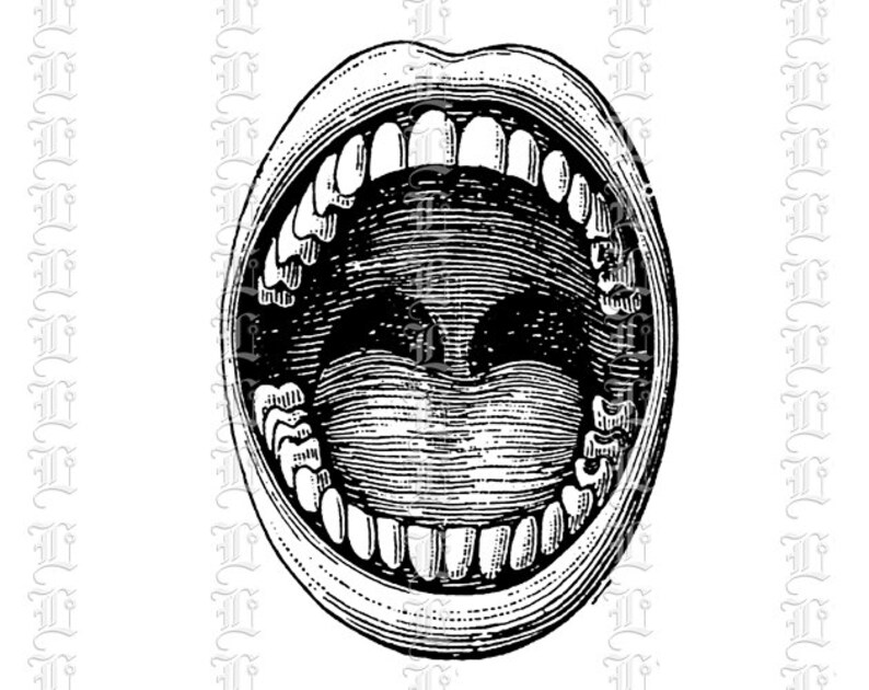 Open Mouth Dentist Teeth Graphic High Quality Digital Image | Etsy