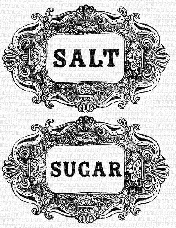 Items similar to Salt Sugar Labels Vintage Graphic Printable Digital ...