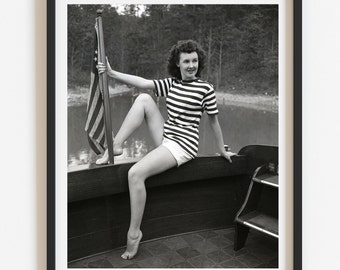 Vintage photo print, 1950's fashion photo, Custom black and white reproduction, Select size