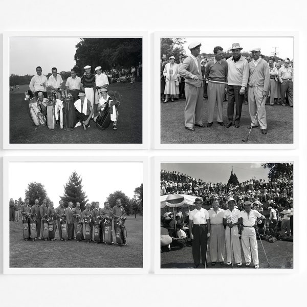 Set of four vintage 1950's PGA golf celebrities photos, black and white prints, select size, custom reproductions