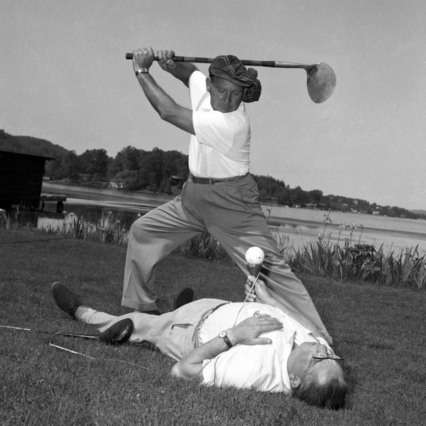 Golf photo print, Select size, Vintage Walter Hagen and Joe Kirkwood photo, Custom high-quality black and white reproduction
