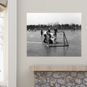 1950s Vintage Hockey Photo: Black and White Ice Action Print, Winter Wall Art image 7