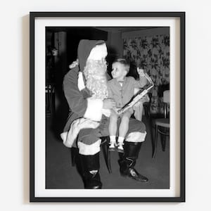 Vintage Santa Photo Print: Black and White Holiday Art