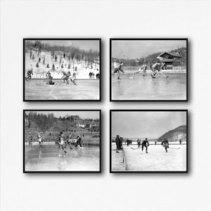 Vintage 1930s Hockey Photos: Set of 4 Black and White Custom Reproduction Prints