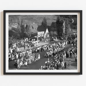 1930s Parade Photo Print: Black and White Vintage Americana Wall Art
