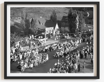 Black and White Vintage-Inspired Wall Art, 1930s Parade Photo Print, Select Size