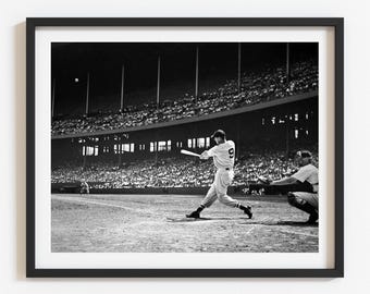 Ted Williams Baseball Print: 1950s Red Sox Photo, Black & White Wall Art
