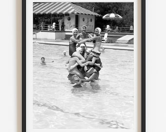 1950s Retro Swimming Pool Photo Print: Vintage-Inspired Wall Art for Summer Home Decor