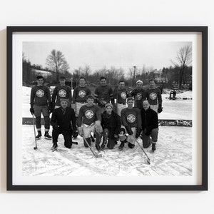 Vintage Hockey Team Photo: 1938 Black and White Print, Winter Home Wall Art