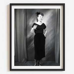 1950s Fashion Model Print: Retro Black and White Photo