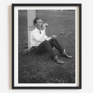 Vintage golf art, Retro style golf decor, Club house wall art, Black and white photo print, Gift for golfer, Unique 1930&#39;s sports photograph