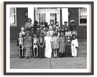1949 Halloween Photo Print: Funny Vintage Kids Costume Art