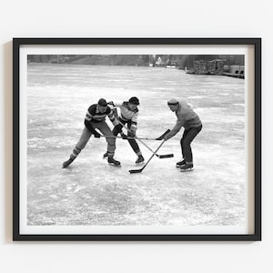 Vintage Hockey Photo: 1955 Winter Ice Hockey Print